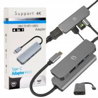 HUB USB-C ADAPTER HDMI 4k 2x USB 3.0 5Gb/s PD