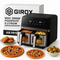 FRYTKOWNICA BEZTŁUSZCZOWA DUŻA AIR FRYER FRYTOWNICA DWUKOMOROWA 10L 2000W