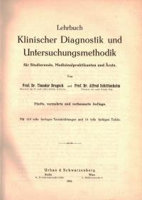 LEHRBUCH KLINISCHER DIAGNOSTIK UND UNTERSUCHUNGSMETHODIK - BRUGSCH - 1921