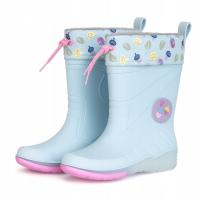 Kalosze dziewczęce gumowce świecące jasne grzybki ocieplane 24–25 WŁOSKIE