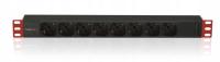 Techly I-CASE STRIP-81V2 rozdzielacz zasilania PDU 1U Czarny, Czerwony 8 Gniazdo(a) sieciowe