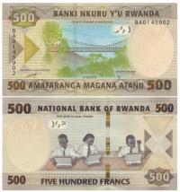 RWANDA 500 FRANKÓW 2019 01.02 P-42 UNC