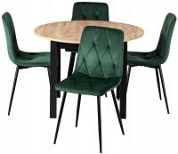 Лофт набор для гостиной обеденный стол и 4 стула велюр зеленый Робин