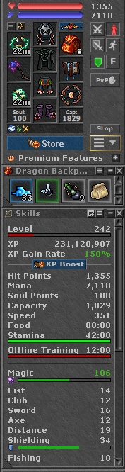 TIBIA 242 MS + 106 MLVL + 2 CHARMY + SECURA + EQ + FREE RK