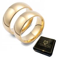 Золотые обручальные кольца классические 316L сталь пара красивые 2 шт