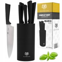 НАБОР КУХОННЫХ НОЖЕЙ НАБОР В БЛОКЕ 5ШТ ОСТРЫЕ НОЖИ ЧЕРНЫЙ СТЕНД