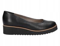 PÓŁBUTY-BALERINY NICOLE KOTURNA CZARNY, WŁOSKA SKÓRA NATURALNA