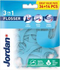 JORDAN FLOSSER 3В1 ЗУБОЧИСТКИ ДЛЯ ЧИСТКИ ЯЗЫКА 50ШТ