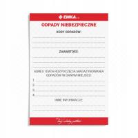 NAKLEJKI ETYKIETY 50 szt. ODPADY NIEBEZPIECZNE 70x100 mm NA WORKI POJEMNIKI