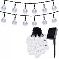 LAMPKI SOLARNE 20LED GIRLANDA OGRODOWA ŚWIETLNA KULKI SZNUR ŚWIETLNY ZIMNE