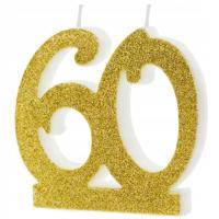 Świeczka urodzinowa ZŁOTA LICZBA 60 na tort URODZINY sześćdziesiąt cyfry