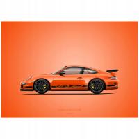 Plakat Porsche 911 997 GT3 RS 21x29,7cm obrazy do salonu dla chłopaka