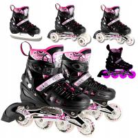 Коньки 4в1 Nils Extreme nh10905 черный и розовый
