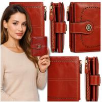 PORTFEL DAMSKI PORTMONETKA ELEGANCKA CZERWONY NA KARTY I MONETY PREZENT