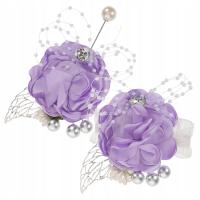 1 ZESTAW CORSAGE WRISTLET: ŚLUBNY ZESTAW BUKIECIKÓW I BUTONIEREK DLA PANNY MŁODEJ