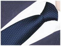 Классический темно-синий мужской галстук в горошек 7 см для костюма rc68