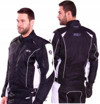 WOLF KRÓTKA KURTKA MOTOCYKLOWA TEKSTYLNA MĘSKA Z PODPINKA BLACK WHITE M