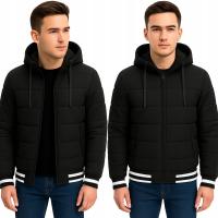 КУРТКА ДЛЯ МАЛЬЧИКОВ С КАПЮШОНОМ, ЗИМНЯЯ ПУХОВАЯ СТЕГАНАЯ ЧЕРНАЯ 164/170