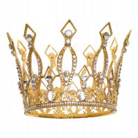 Diadem ślubny i korony królowej dla kobiet, kryształowa królowa księżniczka złota