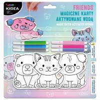 Magiczne Karty aktywowane wodą Friends zwierzaki 3D Kidea