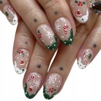 Paznokcie PRESS ON NAILS TIPSY 24 jemioła french BOŻE NARODZENIE ŚWIĘTA