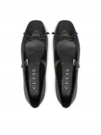 GUESS ORYGINALNE BALERINKI SPRZĄCZKA SKÓRA CZARNE