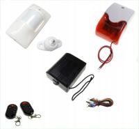 Przewodowy System Alarmowy Dwa Piloty Czujka Czujnik Ruchu PIR Syrena Alarm