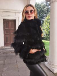 Kurtka czarna z naturalnego lisa Osytekfutra r. S