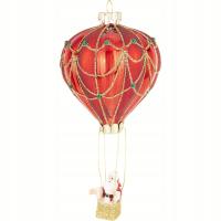 NA PREZENT Bombka SZKLANA 15 x 8 x 8cm Ozdoba choinkowa - MIKOŁAJ W BALONIE