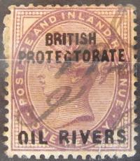 Oil Rivers kolonia brytyjska stary znaczek z nadrukiem (6/11