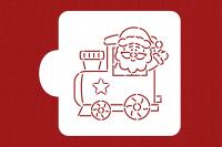 SZABLONY DO PIERNIKÓW, MIKOŁAJ W LOKOMOTYWIE - KOLOROWANKA - 9 x 9,2 cm