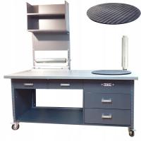 STÓŁ DO PAKOWANIA PACZEK ROBOCZE STANOWISKO ZE ŚCIANKĄ SZUFLADAMI KOŁEM