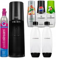 SATURATOR SODASTREAM TERRA CZARNY 2 BUTELKI + 3 SYROPY PEPSI MIRINDA 7UP