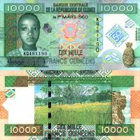 # GWINEA - 10000 FRANKÓW - 2010 - P-45 UNC starszy