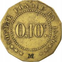 Moneta, Francja, 10 Centimes, EF(40-45), Mosiądz,