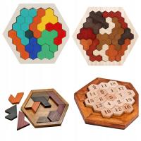 puzzle tangrams Zabawki drewniane Puzzle 3D dla dzieci. Puzzle drewniane