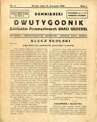 Demnianski Dwutygodnik Zakładów Przemysłowych Braci Groedel. R.1 1928. Nr 5