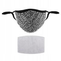Zmywalna cekinowa maska na twarz Bling dla kobiet dorosłych Sparkly Black White diamond