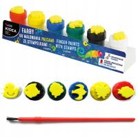 FARBY DO MALOWANIA PALCAMI ZE STEMPELKAMI 6 SZT. KIDEA