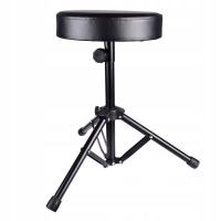ТАБУРЕТ ДЛЯ БАРАБАНЩИКА КРУГЛЫЙ СКЛАДНОЙ РЕГУЛИРУЕМЫЙ УДОБНЫЙ ЭКО КОЖА ЧЕРНЫЙ