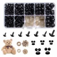 Oczka oczy noski do maskotek bezpieczne zaciskowe 6-12 mm 135 szt. czarne