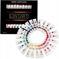 Farba akrylowa 24 kolory x 12ml w tubkach Loveart - Farby w zestawie 24szt.