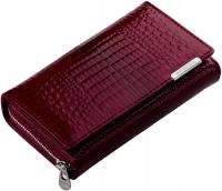 Вместительный лакированный кошелек для женщин, большая кожаная упаковка, застежка-молния RFID