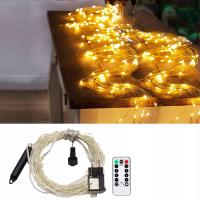 1M 100LED KURTYNA ŚWIETLNA LED LAMPKI CHOINKOWE BIAŁY CIEPŁY 8 Modi