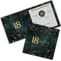Приглашения на 18-й день рождения зеленый золотой мрамор звезды конверт