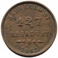 45260. USA - Broadway - 1863r. - token/żeton (2,65g/19mm)