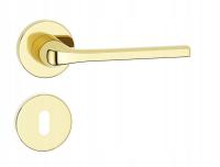 klamka do drzwi komplet klucz rozety szyld Roana okrągła złota łatwy montaż