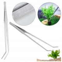 PĘSETA ZAGIĘTA DO AKWARIUM DO ROŚLIN PRECYZYJNA STAL NIERDZEWNA 38cm