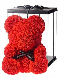 Большой плюшевый мишка с розами цветок подарочная коробка готовый подарок на женский день