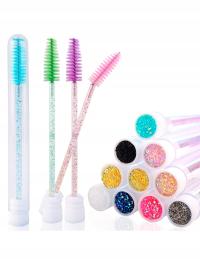 SZCZOTECZKA SPIRALKA DO RZĘS I BRWI 10 SZT BROKATOWA W TUBIE OCHRONNEJ MIX